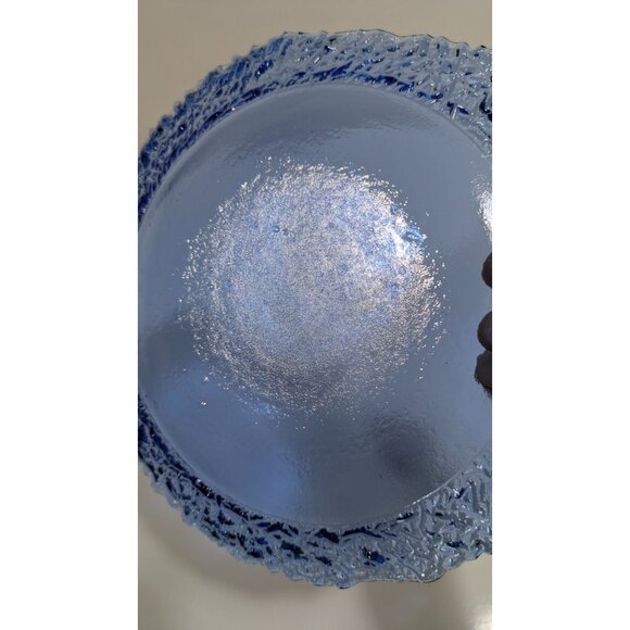 Fire & Light Style Blue Recycled Glass Lunch Plate Textured Rim - Picture 9 of 10